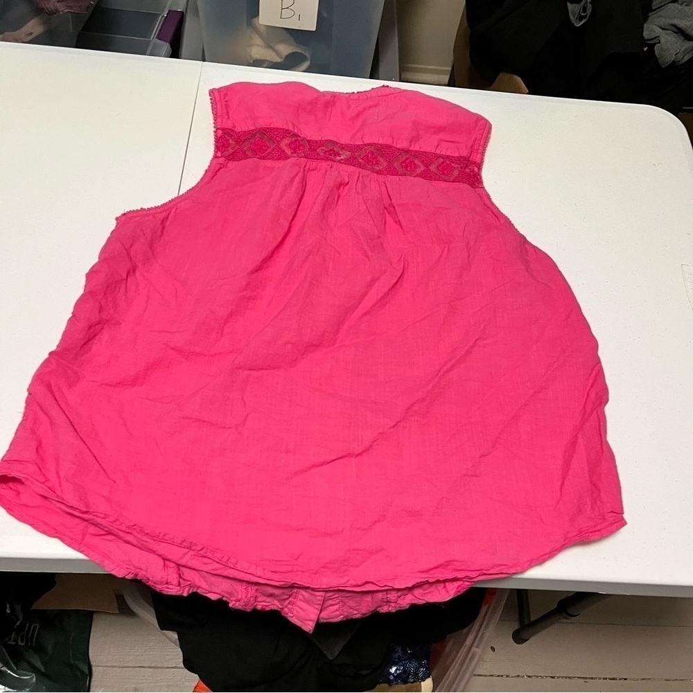 Anthropologie Pink Sleeveless Button Up Blouse Large M2 - Picture 7 of 8
